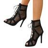 Orthopedische Zwarte Mesh Vetersandalen - Laura