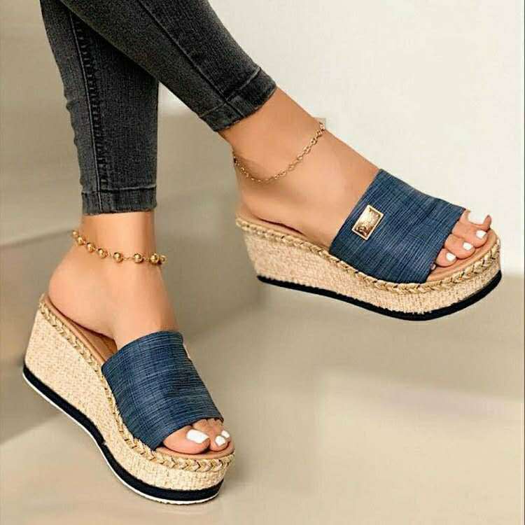 Sophie - Orthopedische Zwart Espadrille Wedges