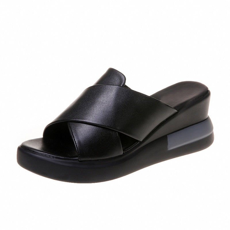 Orthopedische Zwarte Slipper Sandalen - Emma