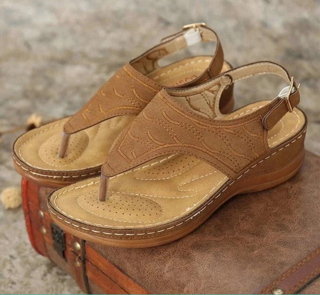 Sofia - Orthopedische Cognac Leren Sandalen