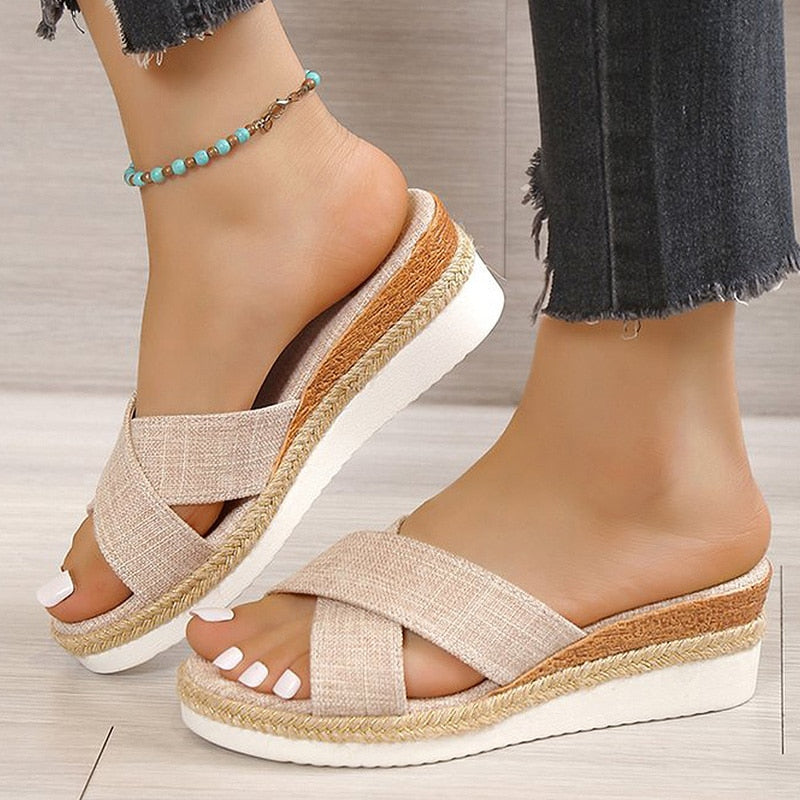 Emma - Orthopedische Bruine Espadrilles Slippers