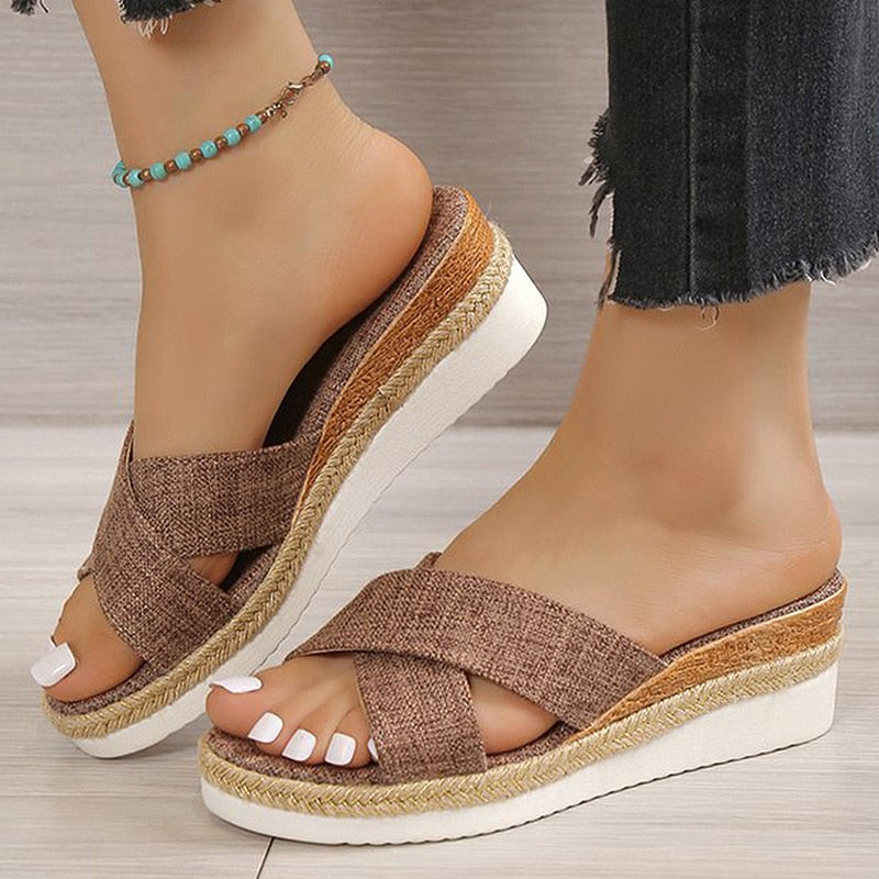 Emma - Orthopedische Bruine Espadrilles Slippers