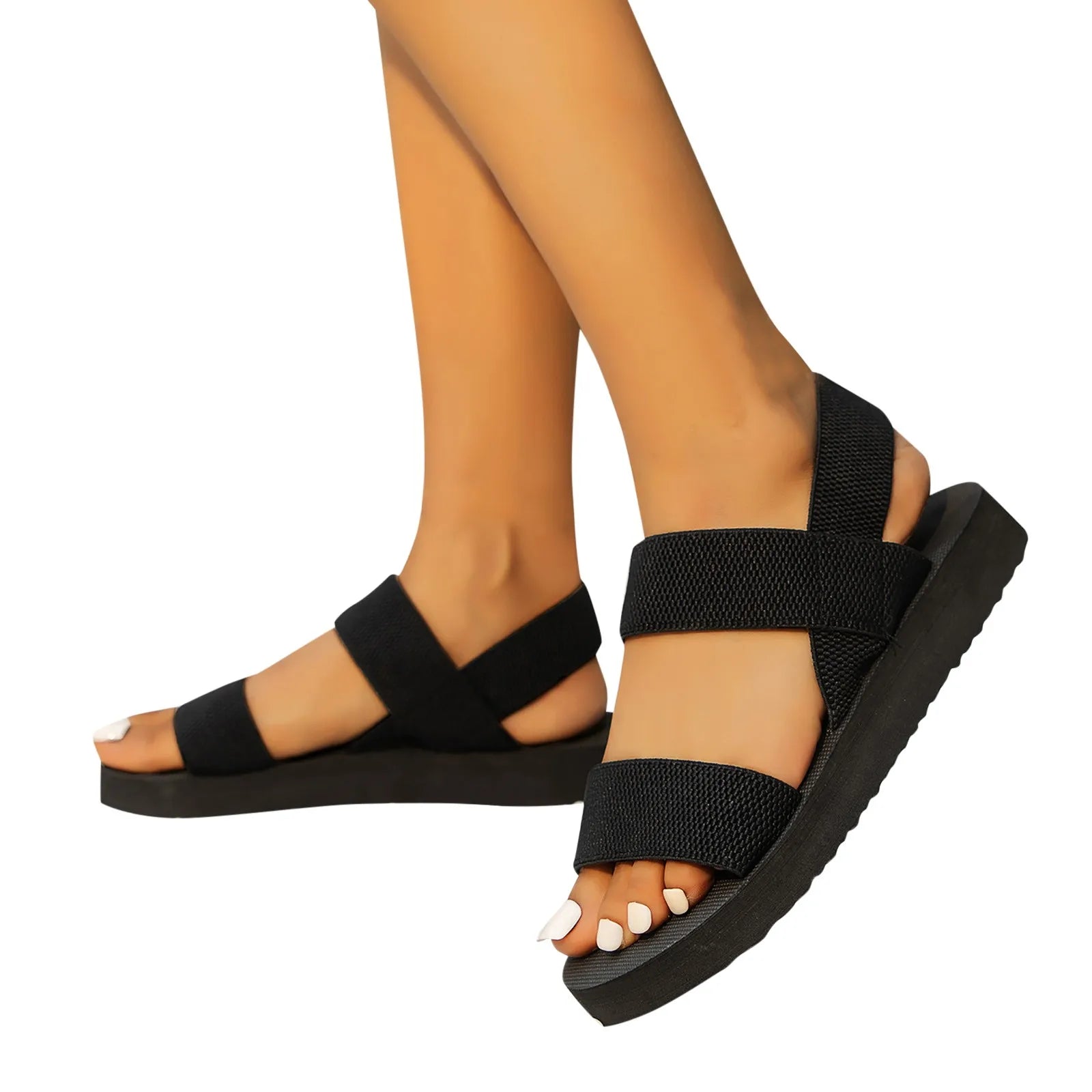 Mia - Orthopedische Zwarte Strappy Sandalen