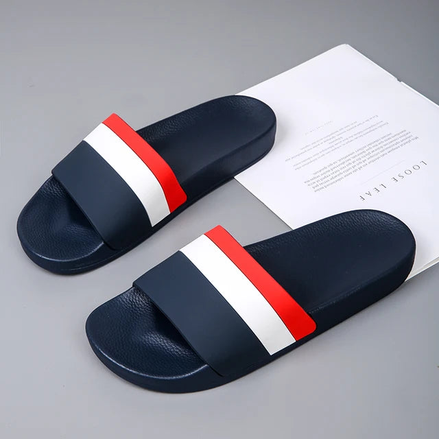 Alex - Orthopedische Zwart-Striped Slippers