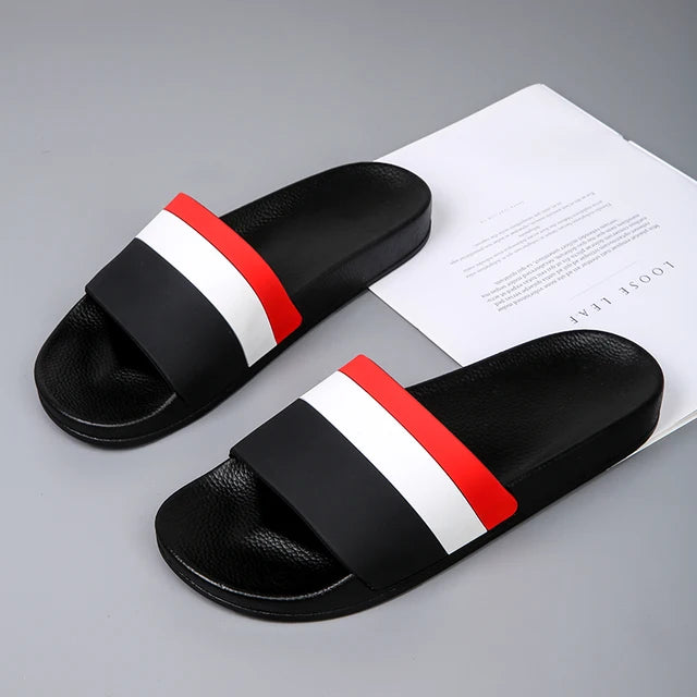 Alex - Orthopedische Zwart-Striped Slippers