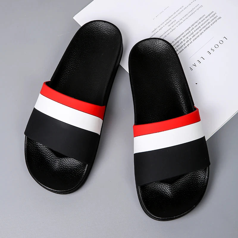 Alex - Orthopedische Zwart-Striped Slippers