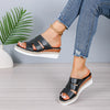 Anna - Orthopedische Zwarte Slip-On Sandalen