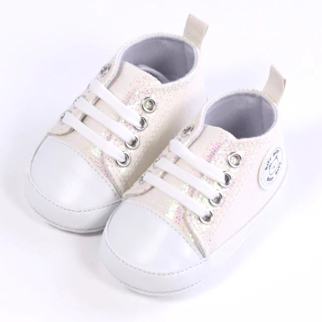 Lily - Orthopedische Beige Pailletten Babysneakers