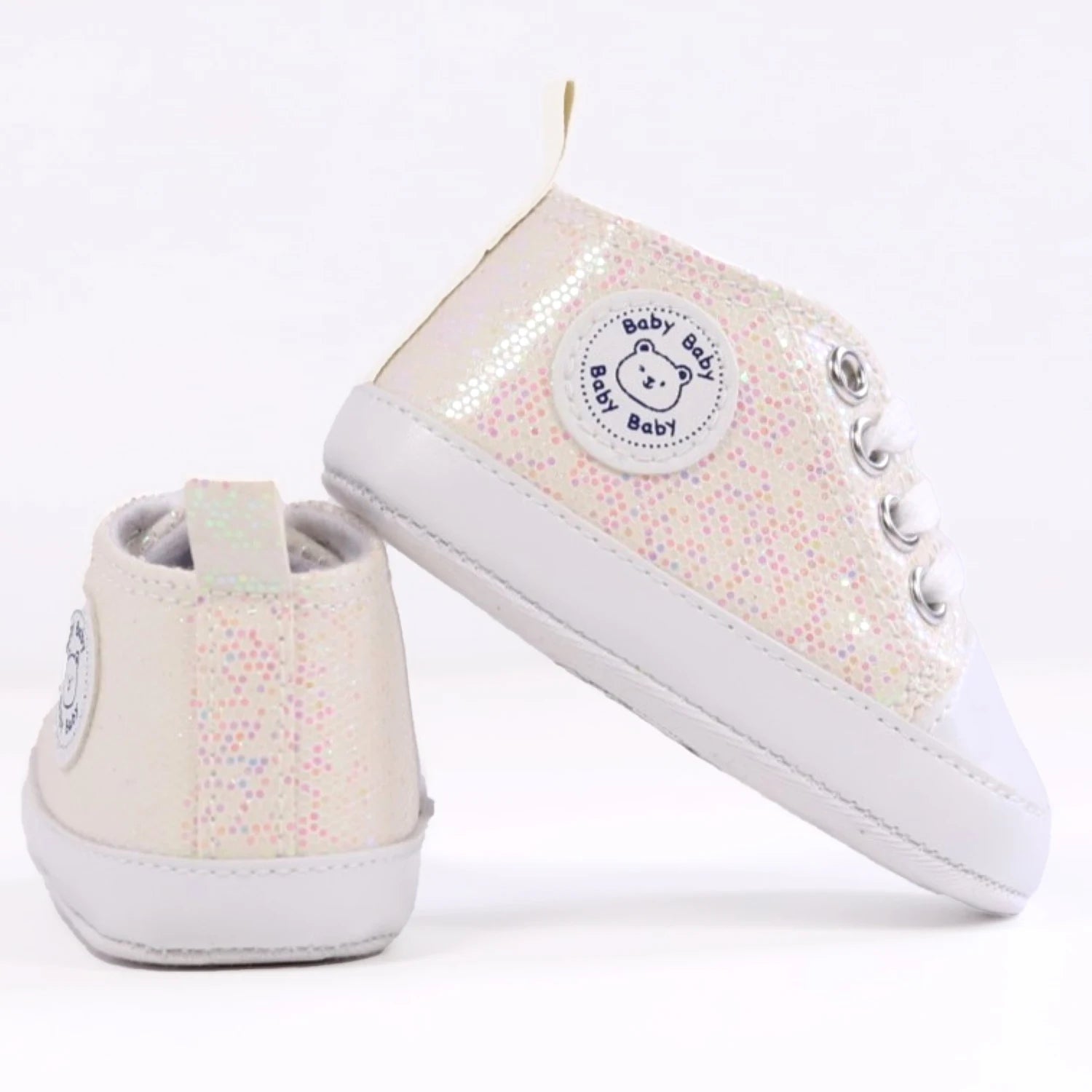 Lily - Orthopedische Beige Pailletten Babysneakers