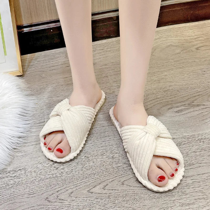 Anna - Orthopedische Crème-witte Strikslippers