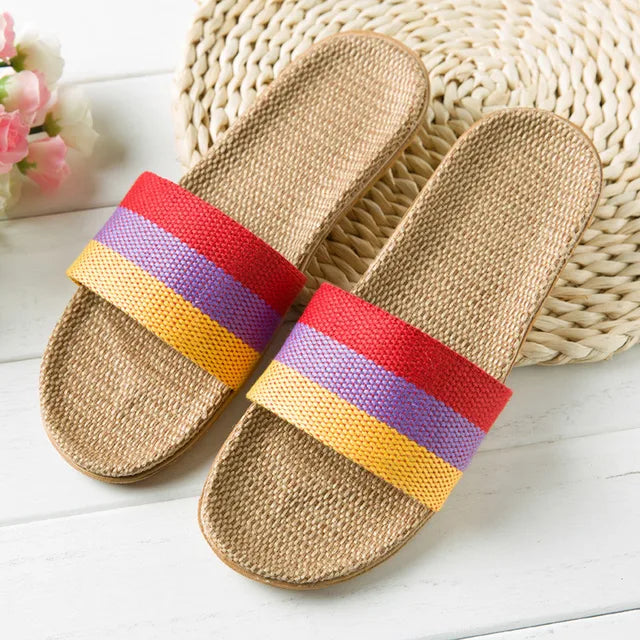 Orthopedische Strokleurige Regenboogslippers - Maria