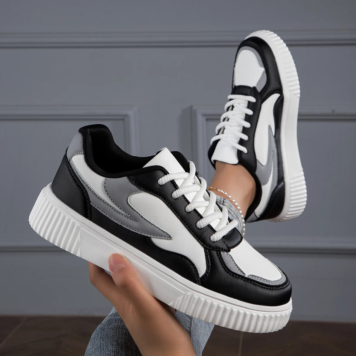 Sophie - Orthopedische Casual Sneakers Zwart en Zilver