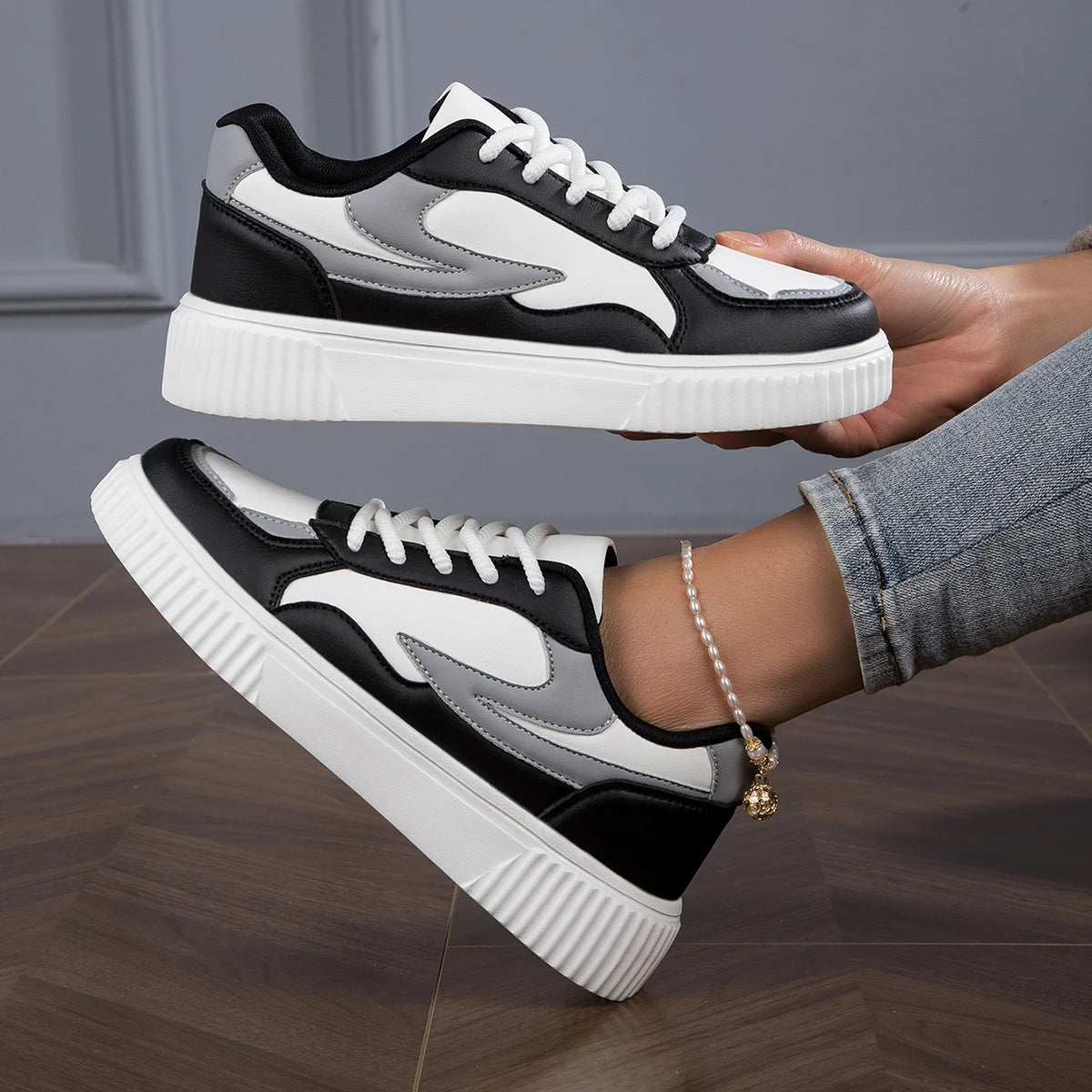 Sophie - Orthopedische Casual Sneakers Zwart en Zilver