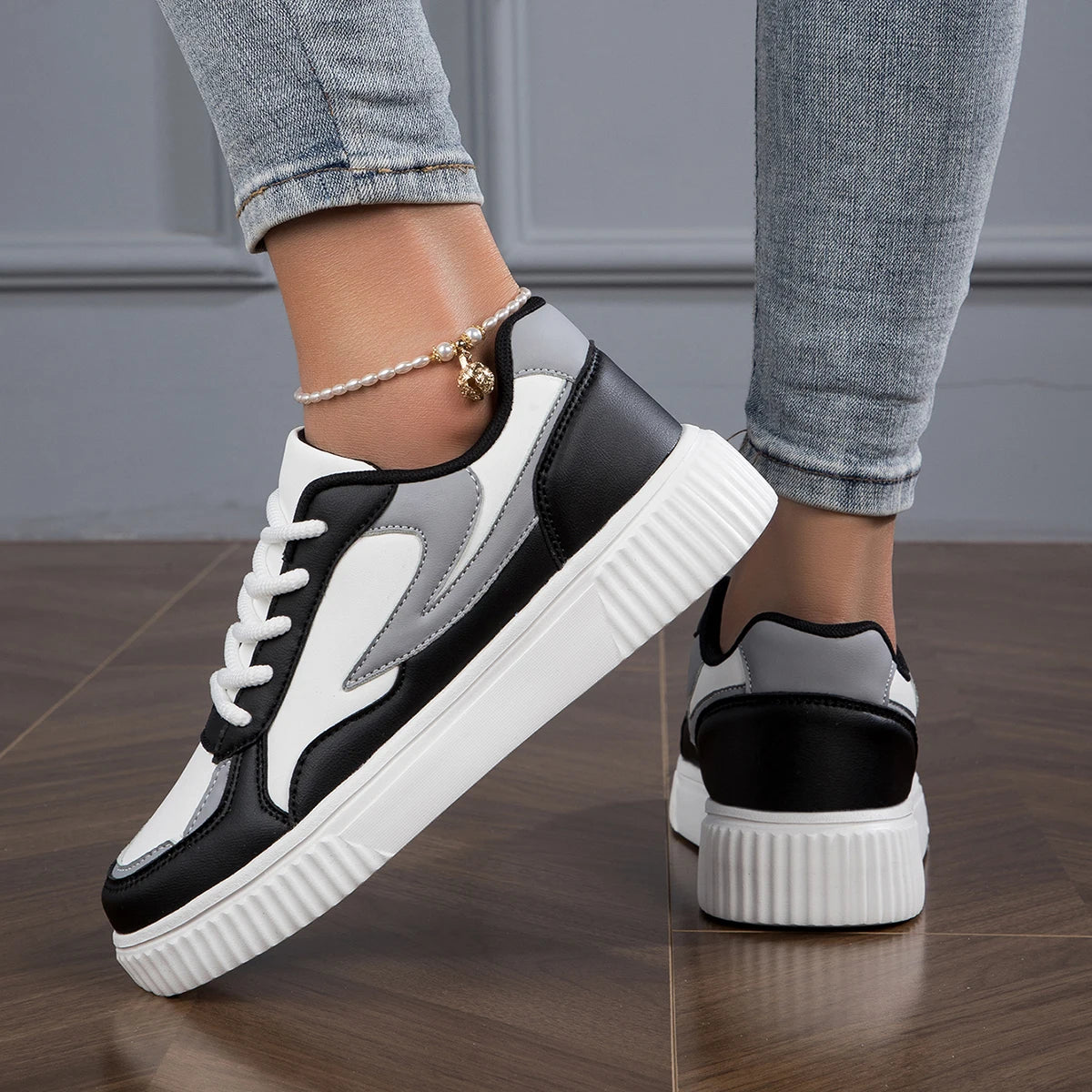 Sophie - Orthopedische Casual Sneakers Zwart en Zilver