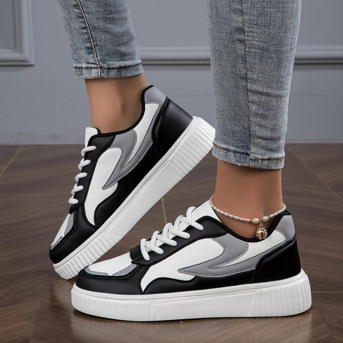 Sophie - Orthopedische Casual Sneakers Zwart en Zilver