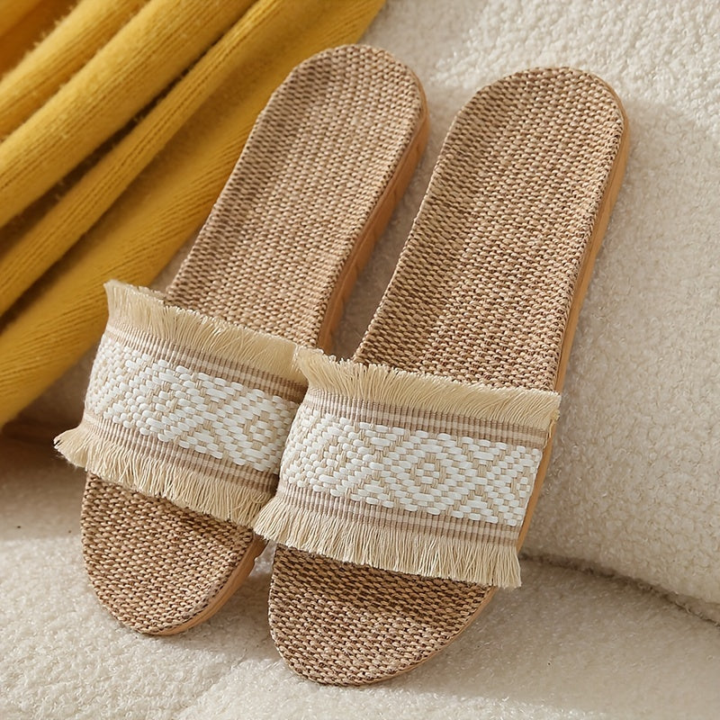 Orthopedische Geweven Beige Slippers - Laura