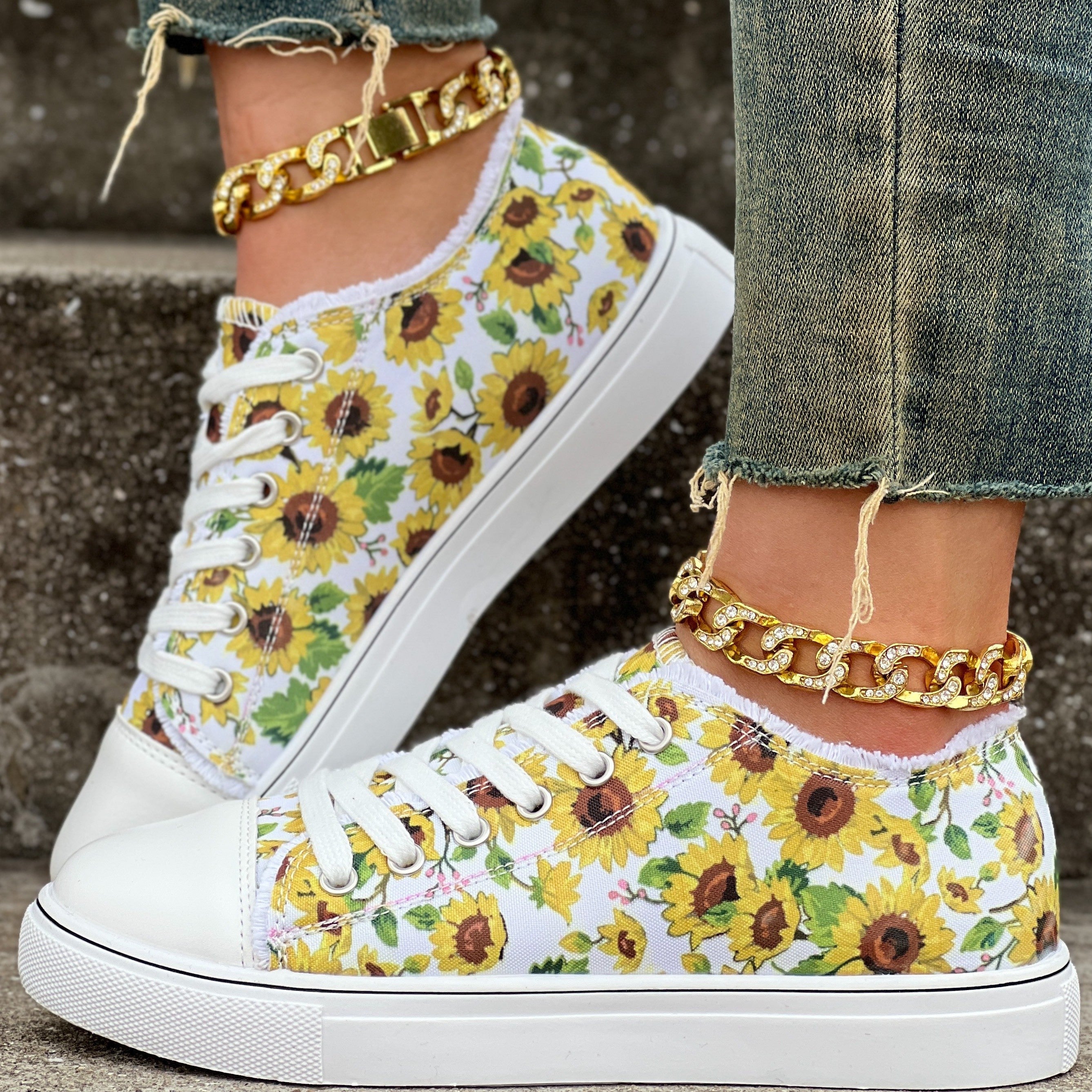 Orthopedische Sneakers met Zonnebloemmotief - Anna