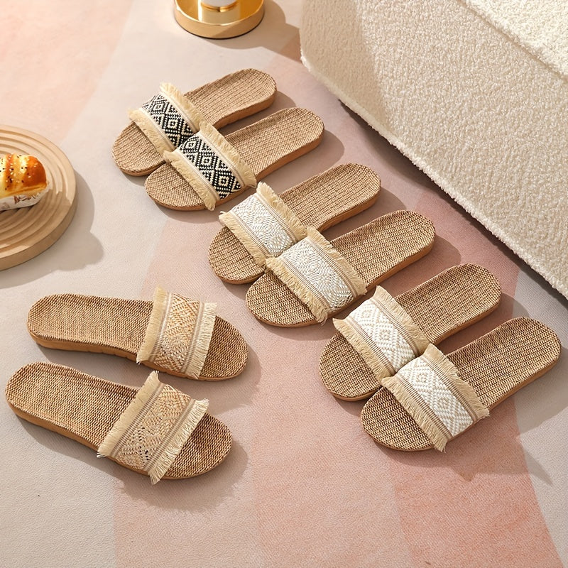 Orthopedische Geweven Beige Slippers - Laura