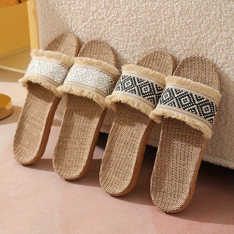 Orthopedische Geweven Beige Slippers - Laura