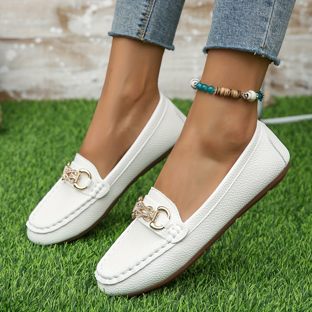 Orthopedische Witte Loafers met Ketting - Clara