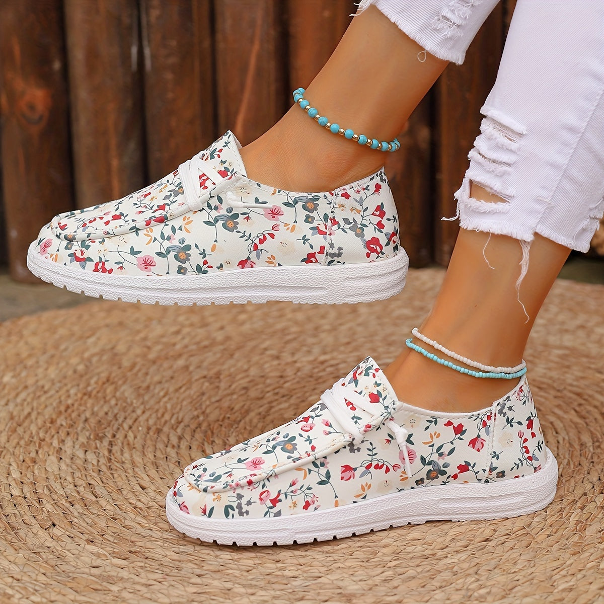 Orthopedische Bloemenprint Loafers - Lara