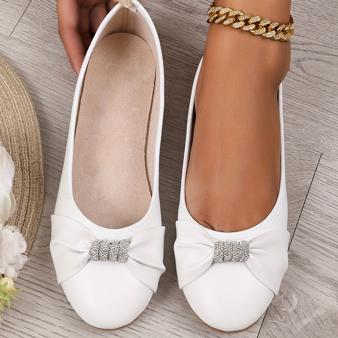 Orthopedische Witte Flats met Strik - Eva