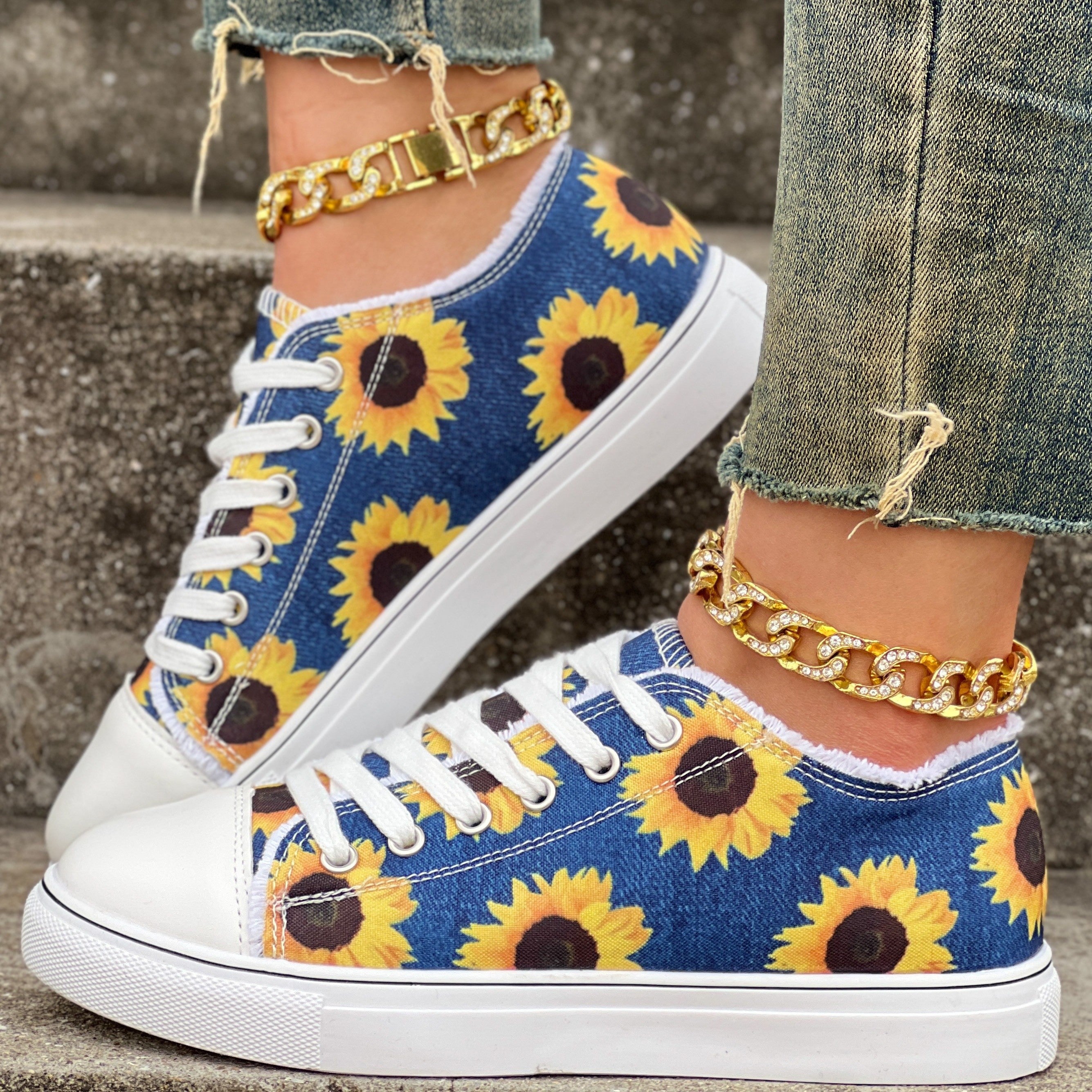 Orthopedische Sneakers met Zonnebloemmotief - Anna