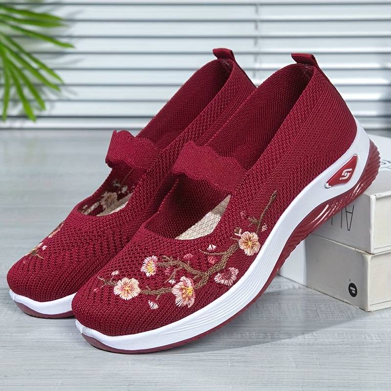 Luna - Orthopedische Bloemen Rode Sneakers