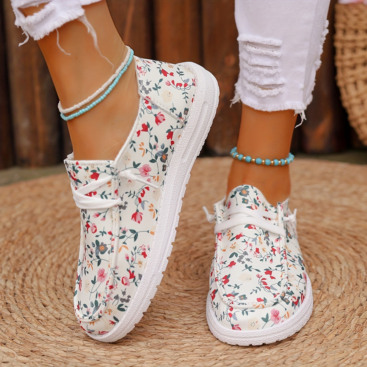 Orthopedische Bloemenprint Loafers - Lara