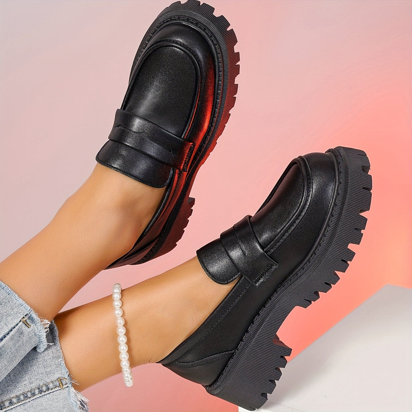 Orthopedische Zwarte Chunky Loafers - Nora