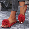 Orthopedische Rode Pompon Slippers - Julia