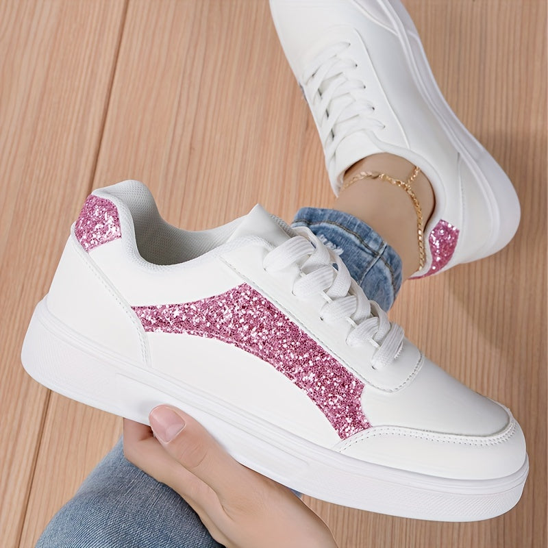 Orthopedische Sneakers Wit met Roze Glitter - Lara