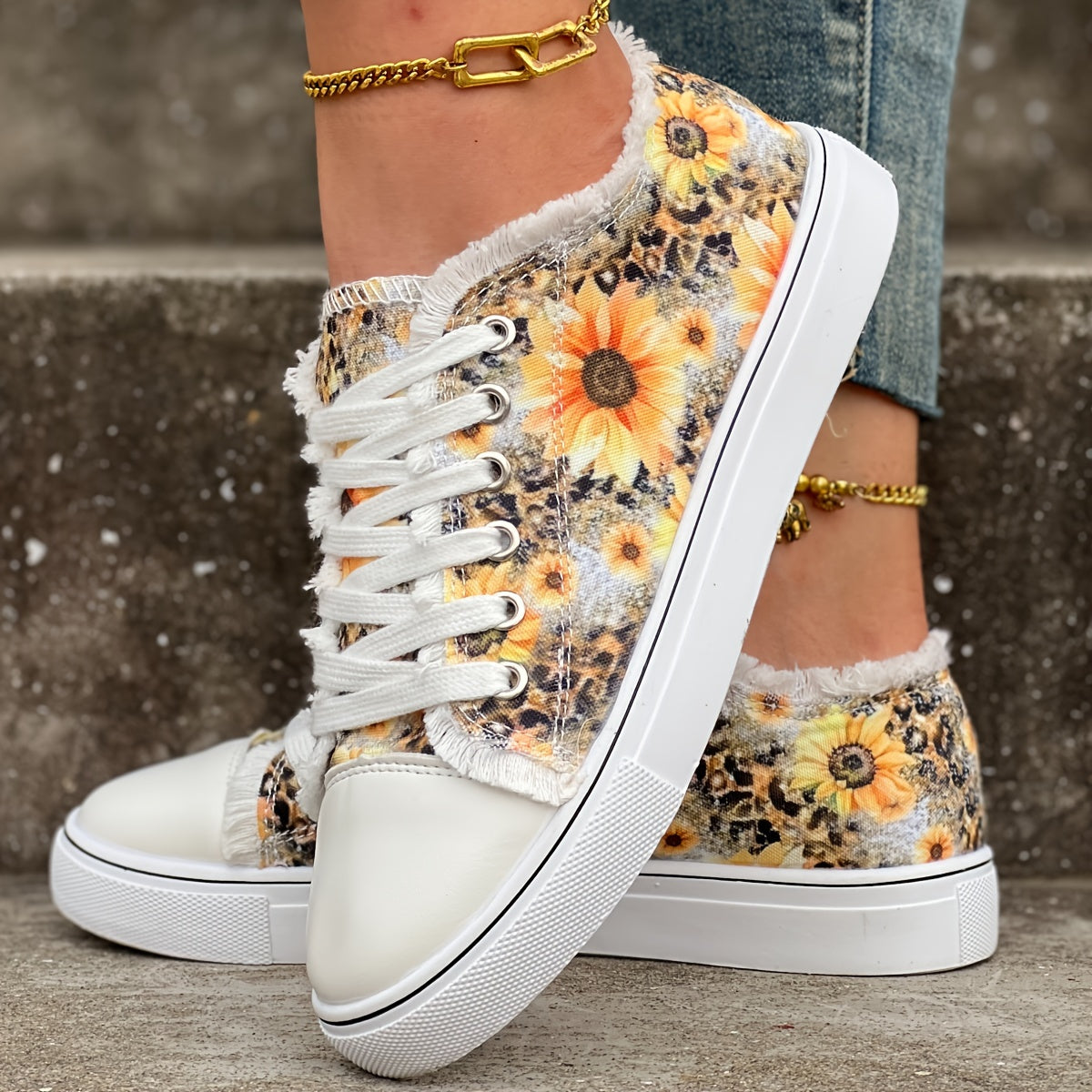 Orthopedische Sneakers met Zonnebloemmotief - Anna