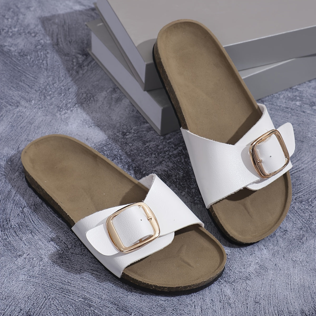 Orthopedische Witte Slippers met Gesp - Sara