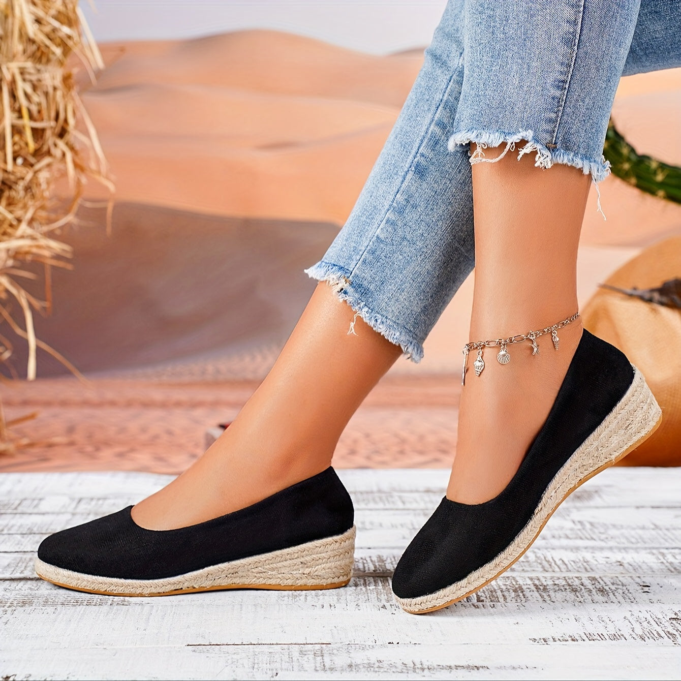 Orthopedische Zwart Espadrilles - Sara