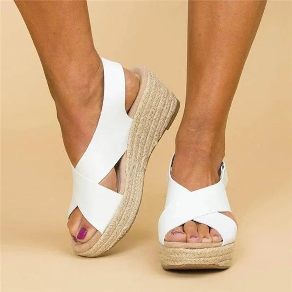 Lina - Orthopedische Taupe Sleehak Espadrilles