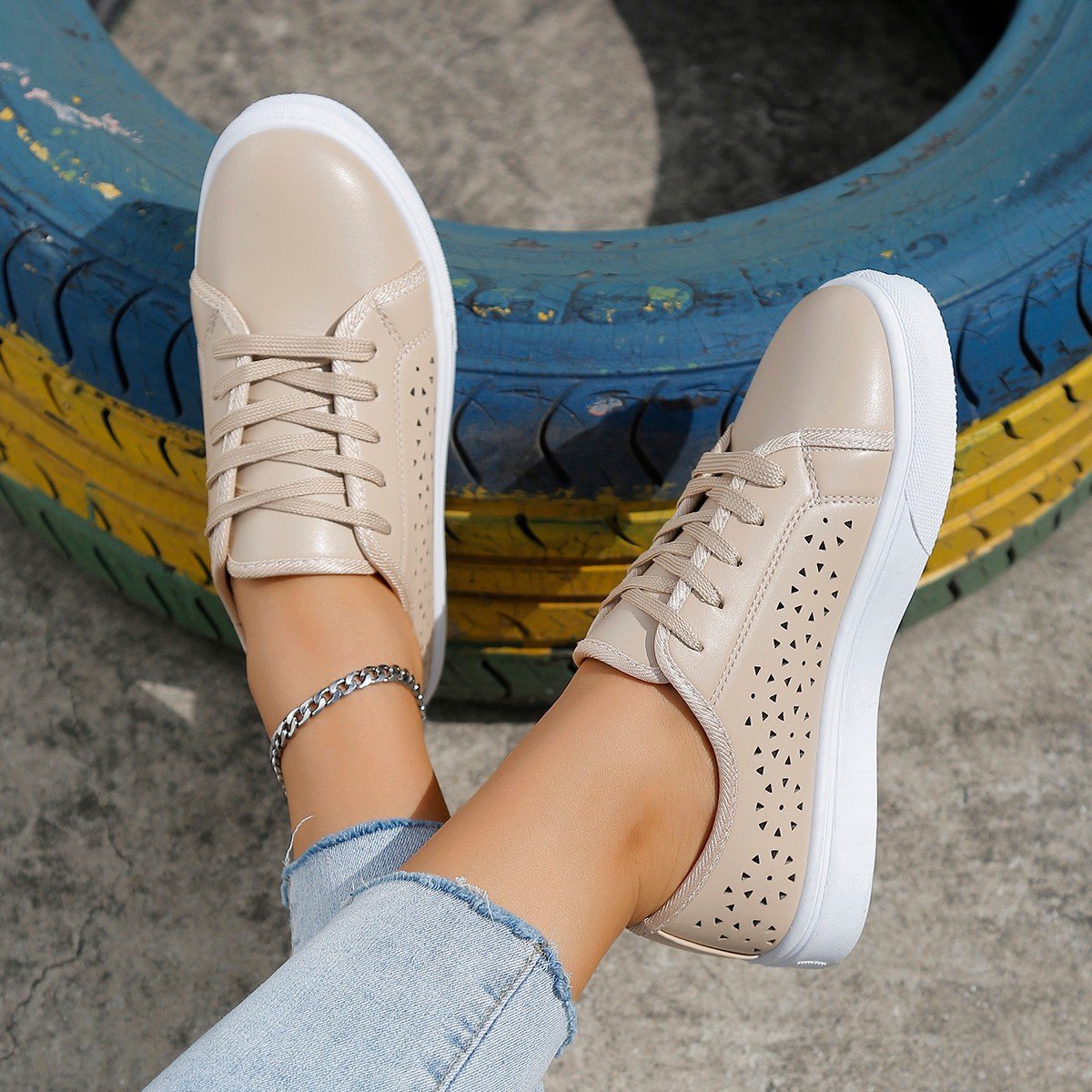 Anna – Orthopedische Beige Modieuze Sneakers