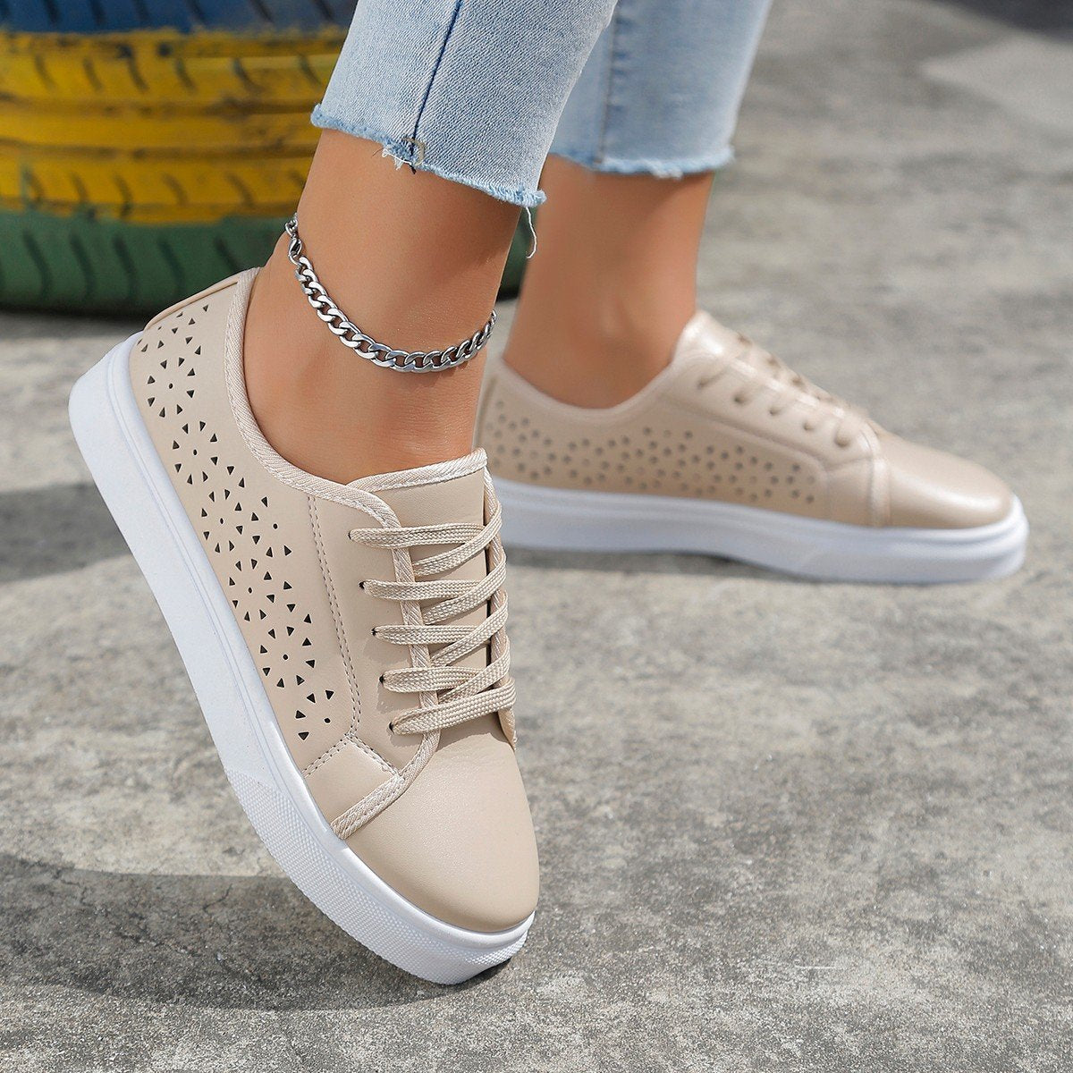 Anna – Orthopedische Beige Modieuze Sneakers