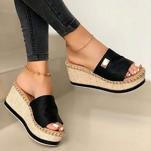 Anna - Orthopedische Blauwe Espadrille Wedges