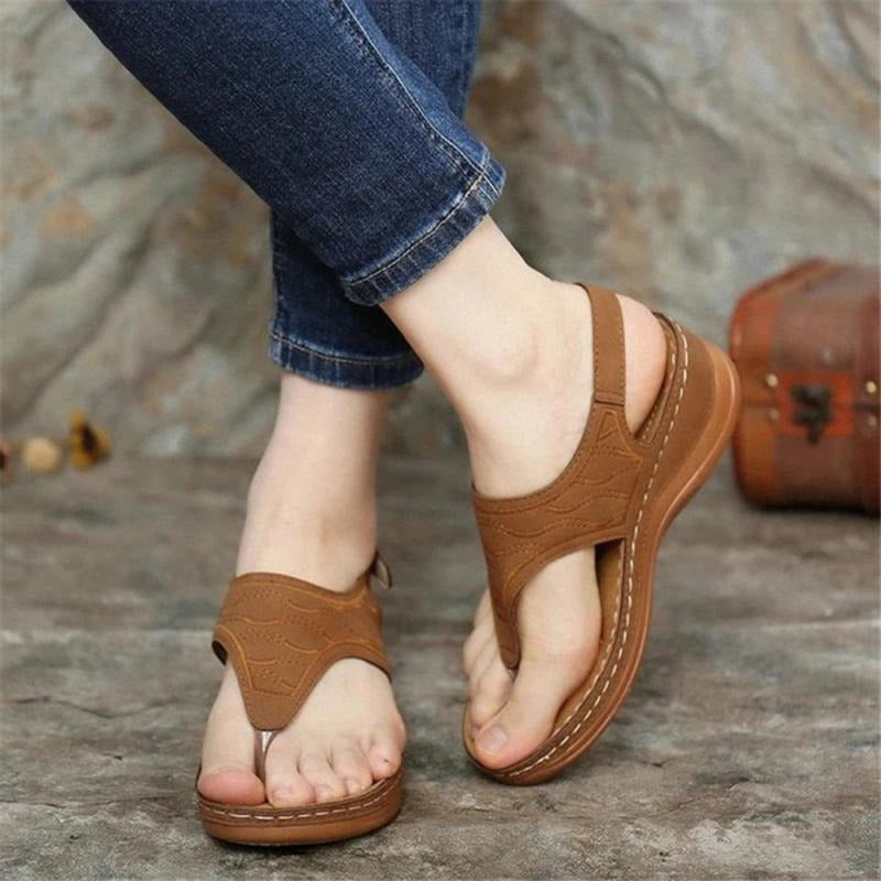 Sofia - Orthopedische Cognac Leren Sandalen